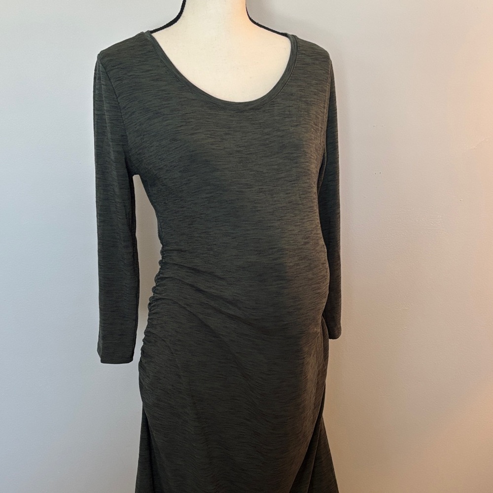 Maternity Olive Green Long Sleeve Dress - Picture 4 of 8